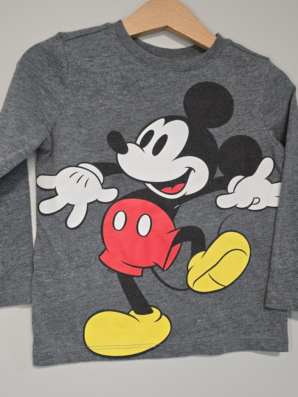 Disney Kids' Mickey Mouse Gray Graphic Long-Sleeve Tee.